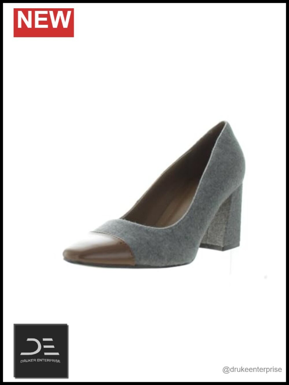 Women's Square Toe Block Heel Dress Pumps Faux Leather Slip-On